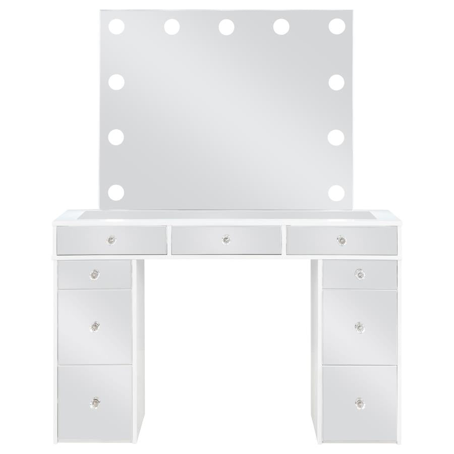 Regina White Makeup Vanity Table Set With Lighting