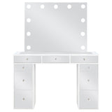 Regina White Makeup Vanity Table Set With Lighting