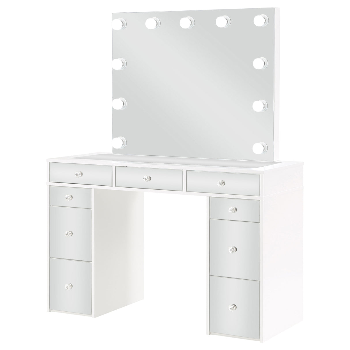 Regina White Makeup Vanity Table Set With Lighting