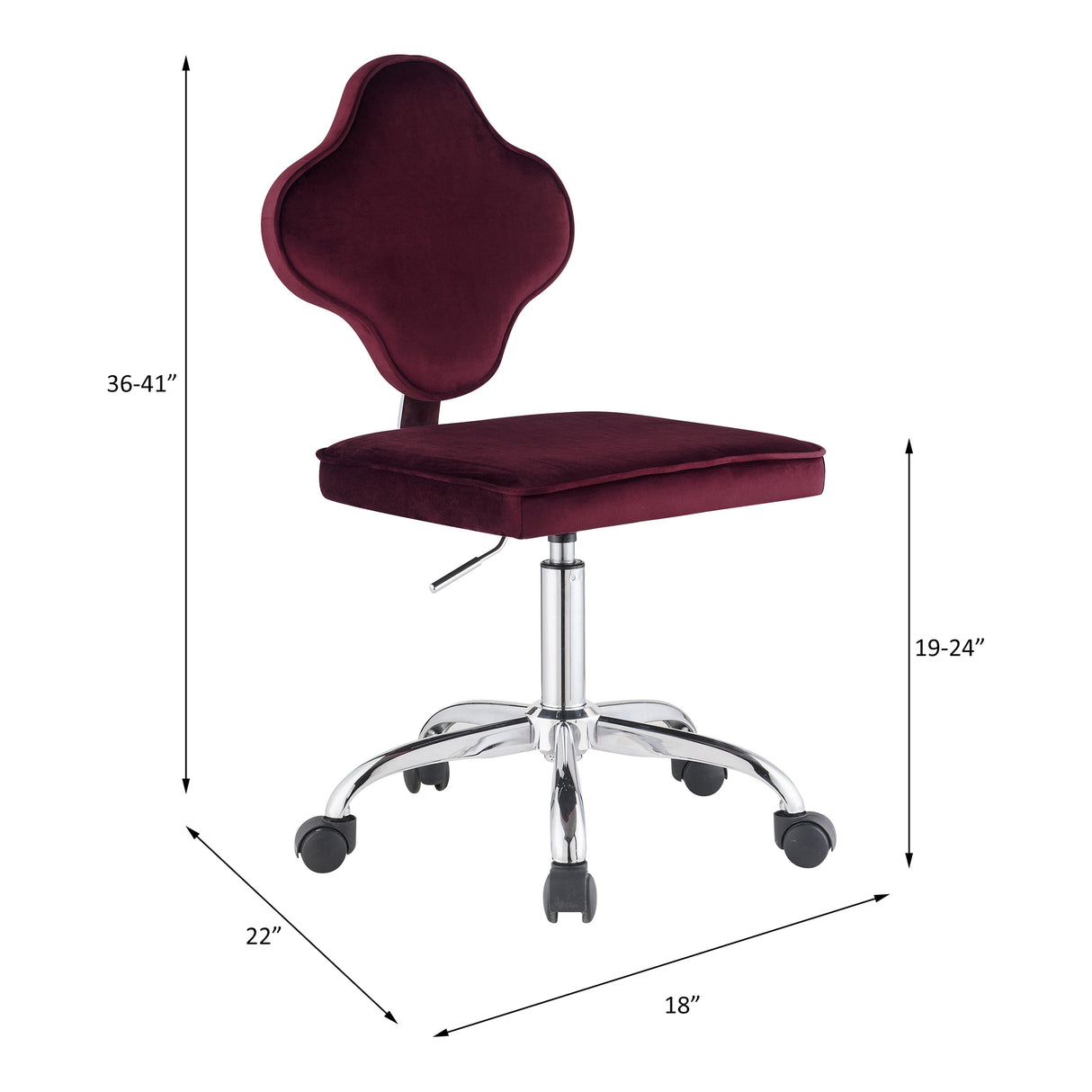 Clover Red Velvet Office Chair