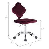 Clover Red Velvet Office Chair