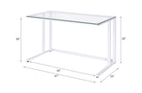 Tyrese Clear Glass Top& White Finish Writing Desk