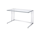 Tyrese Clear Glass Top & Chrome Finish Writing Desk