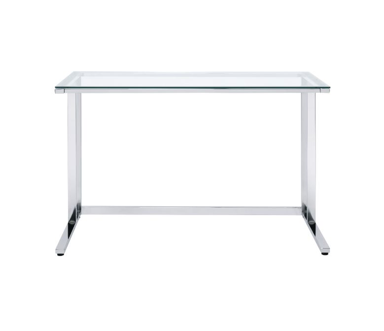 Tyrese Clear Glass Top & Chrome Finish Writing Desk