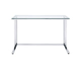 Tyrese Clear Glass Top & Chrome Finish Writing Desk