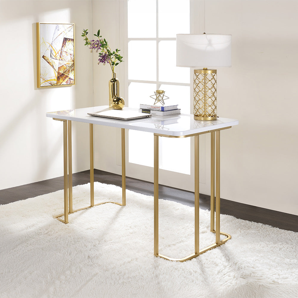 Estie White & Gold Finish Writing Desk