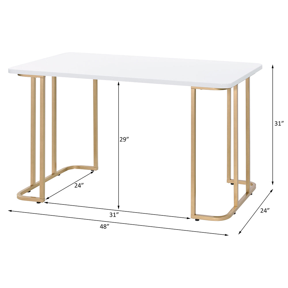 Estie White & Gold Finish Writing Desk