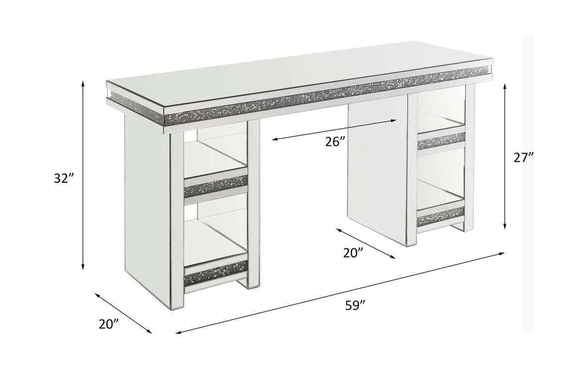 Noralie Mirrored & Faux Diamonds Writing Desk