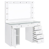 Acena White High Gloss 7-Drawer Vanity Set With Lighting