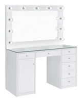 Acena White High Gloss 7-Drawer Vanity Set With Lighting