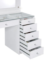 Acena White High Gloss 7-Drawer Vanity Set With Lighting