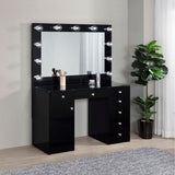 Acena Black High Gloss 7-Drawer Vanity Set With Lighting