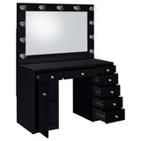 Acena Black High Gloss 7-Drawer Vanity Set With Lighting