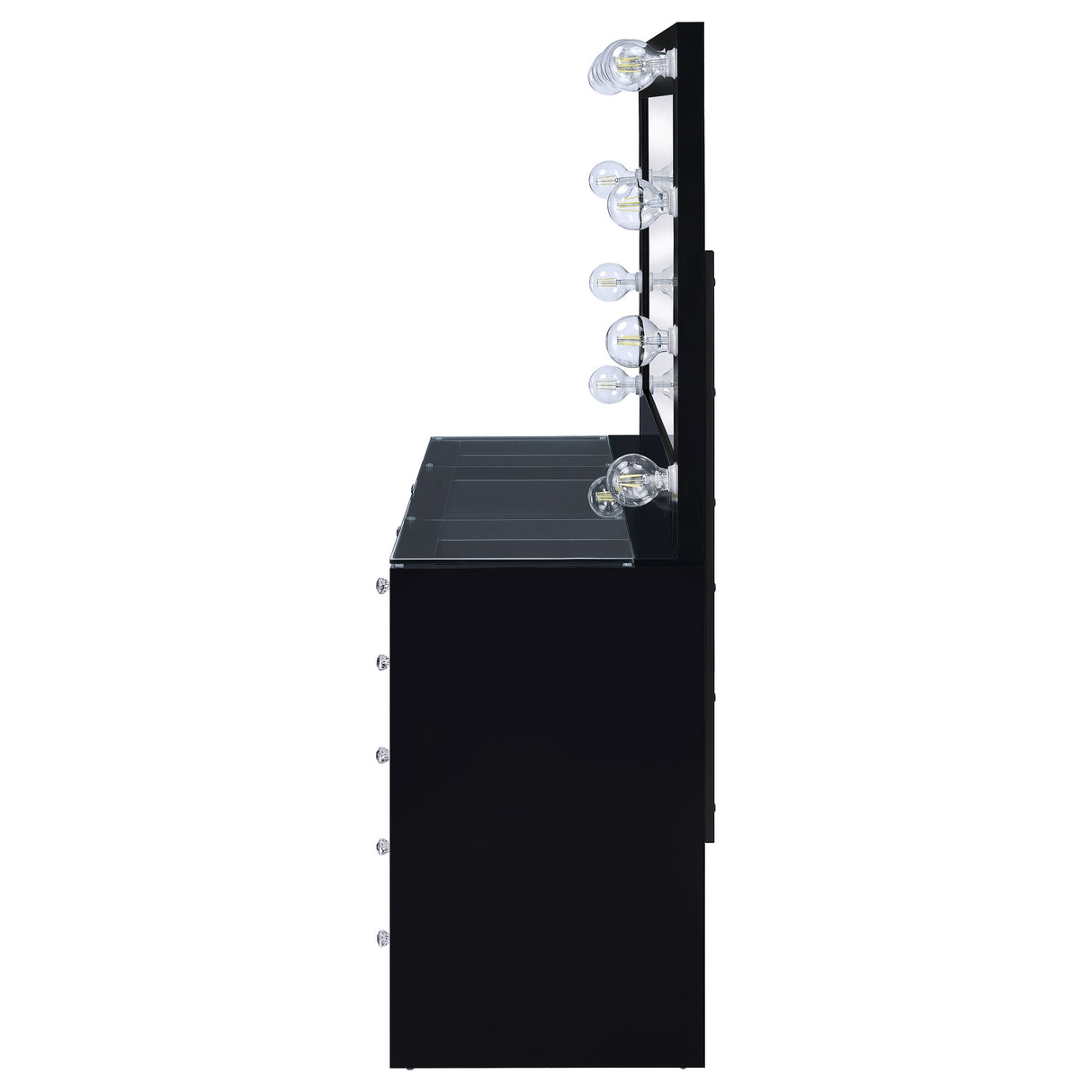 Acena Black High Gloss 7-Drawer Vanity Set With Lighting