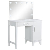 Elijah White Vanity Set With Lighting & Stool And Dark Grey