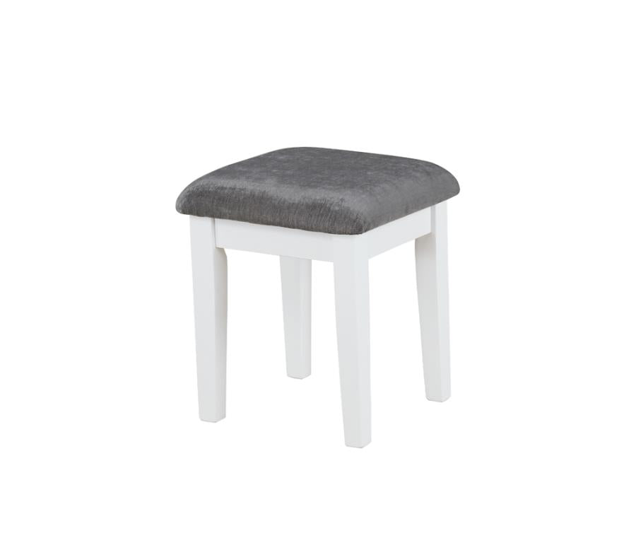 Elijah White Vanity Set With Lighting & Stool And Dark Grey