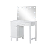 Elijah White Vanity Set With Lighting & Stool And Dark Grey