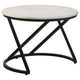 Miguel Round Accent Table With Marble Top White And Black