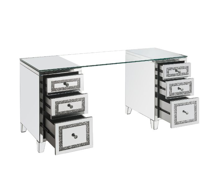 Noralie Mirrored & Faux Diamonds Writing Desk