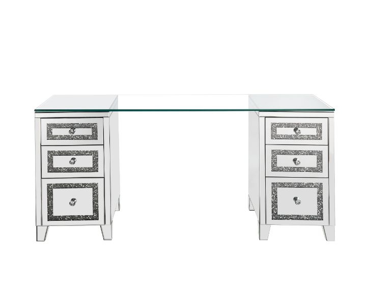 Noralie Mirrored & Faux Diamonds Writing Desk