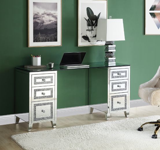 Noralie Mirrored & Faux Diamonds Writing Desk