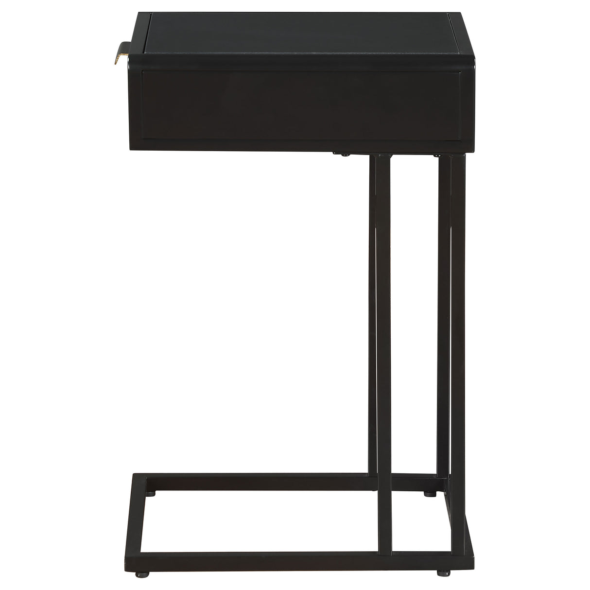 Amherst Black 1-Drawer Radio Weave Cane Metal Side Table