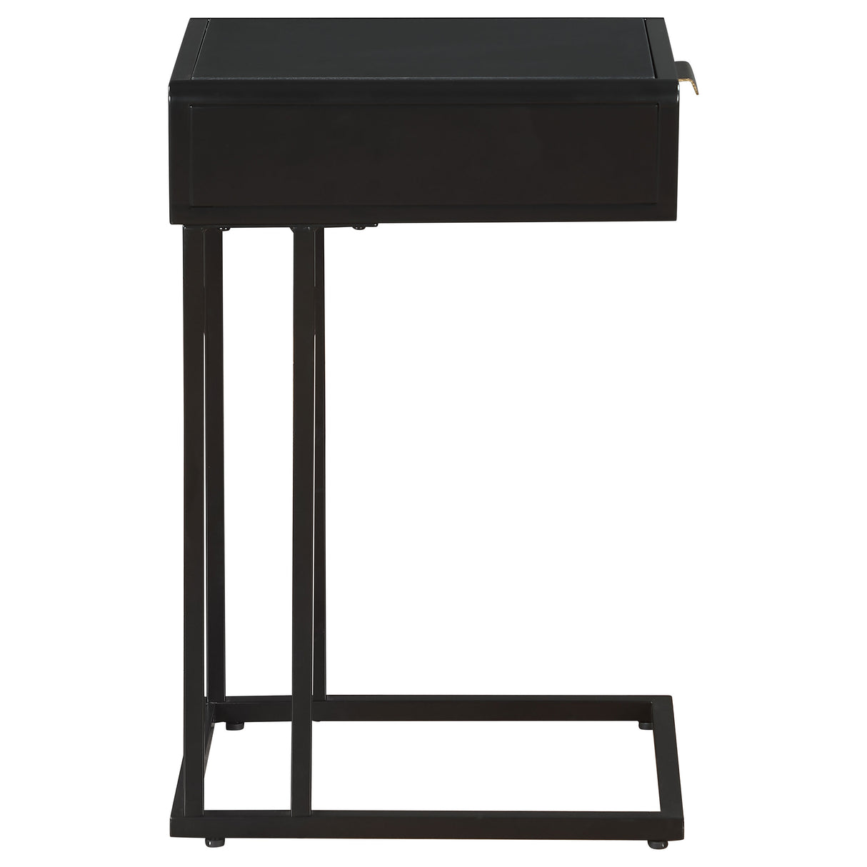 Amherst Black 1-Drawer Radio Weave Cane Metal Side Table