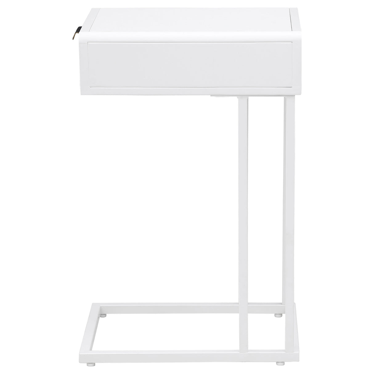 Amherst White 1-Drawer Radio Weave Cane Metal Side Table