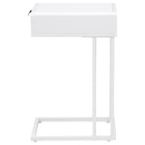 Amherst White 1-Drawer Radio Weave Cane Metal Side Table