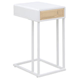 Amherst White 1-Drawer Radio Weave Cane Metal Side Table