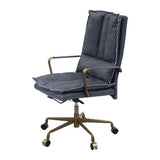 Tinzud Gray Leather Office Chair