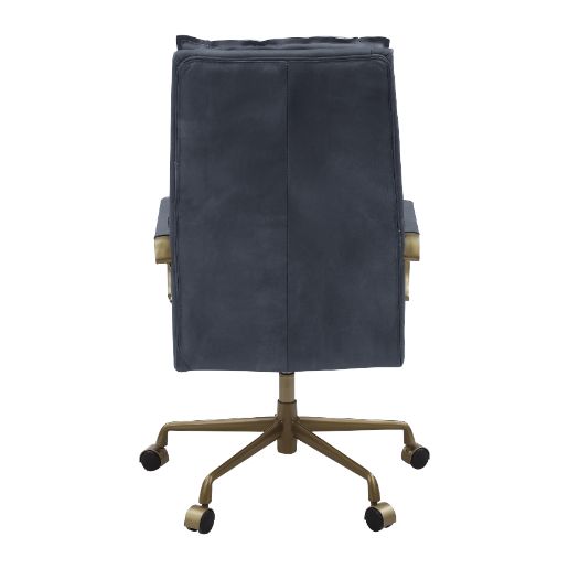 Tinzud Gray Leather Office Chair