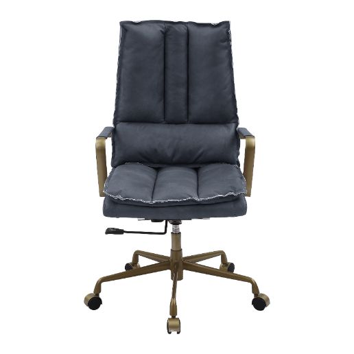 Tinzud Gray Leather Office Chair