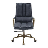 Tinzud Gray Leather Office Chair