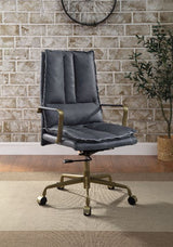 Tinzud Gray Leather Office Chair