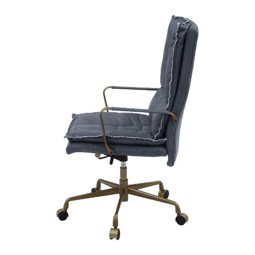 Tinzud Gray Leather Office Chair