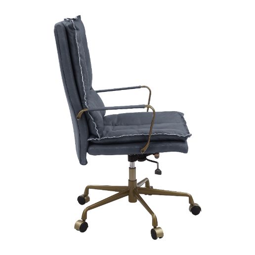 Tinzud Gray Leather Office Chair