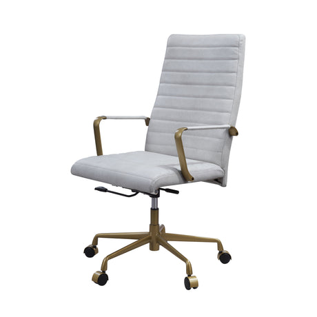 Duralo Vintage White Top Grain Leather Office Chair