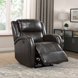 Foxcroft Brown Faux Leather Power Reclining Chair