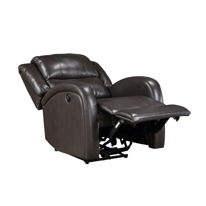 Foxcroft Brown Faux Leather Power Reclining Chair