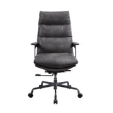 Crursa Gray Top Grain Leather Office Chair