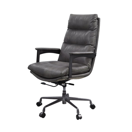 Crursa Gray Top Grain Leather Office Chair