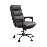 Crursa Gray Top Grain Leather Office Chair