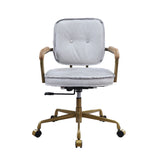 Siecross Vintage White Top Grain Leather Office Chair