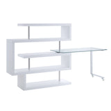 Raceloma Clear Glass, Chrome & White High Gloss Finish Writing Desk