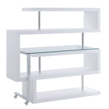 Raceloma Clear Glass, Chrome & White High Gloss Finish Writing Desk