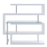 Raceloma Clear Glass, Chrome & White High Gloss Finish Writing Desk