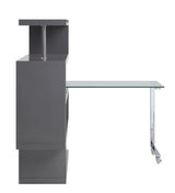 Raceloma Clear Glass, Chrome & Gray High Gloss Finish Writing Desk