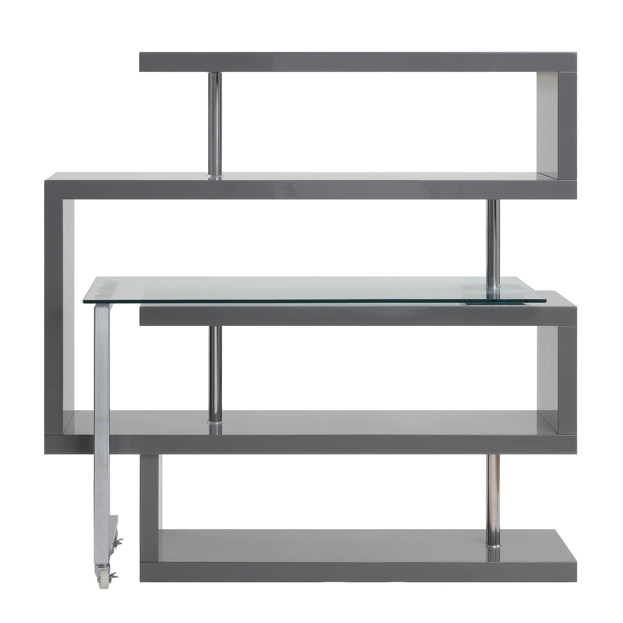 Raceloma Clear Glass, Chrome & Gray High Gloss Finish Writing Desk