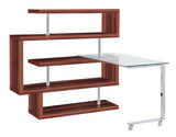 Raceloma Clear Glass, Chrome & Walnut High Gloss Finish Writing Desk